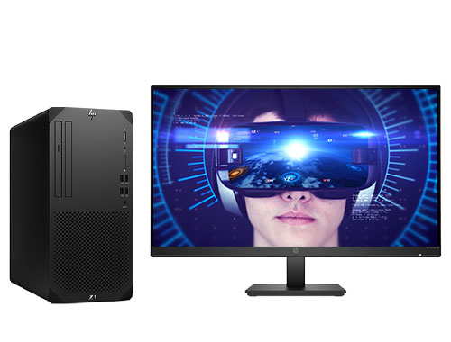 HP Z1 G9 Tower 塔式VR图形工作站（英特尔酷睿 i7-14700，20核丨64GB DDR5 内存丨512GB 固态+2TB 机械硬盘丨NVIDIA RTX 3060，12GB 显卡丨27寸显示器）