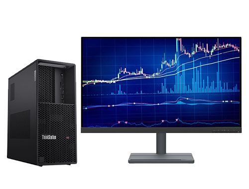 联想ThinkStation P3 炒股电脑工作站（酷睿 i5-14600K，3.5GHz，14核丨64GB DDR5 非 ECC内存丨2TB M.2 固态硬盘丨NVIDIA T400，4GB 显卡丨双屏 27寸显示器）