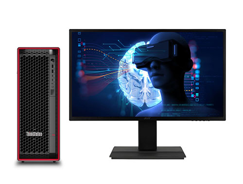 联想ThinkStation P5 VR图形工作站（英特尔至强 W3-2435，8核丨128GB DDR5-4800 ECC 内存丨2TB NVMe M.2 固态硬盘丨RTX 4070，12GB 显卡丨联想27寸显示器）
