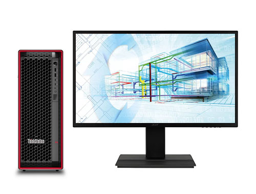 联想ThinkStation P5 BIM建筑设计电脑工作站（英特尔至强 W5-2445，10核丨64GB DDR5 ECC 内存丨2TB M.2 固态+4TB 机械硬盘丨RTX A2000 12GB显卡丨27寸显示器）