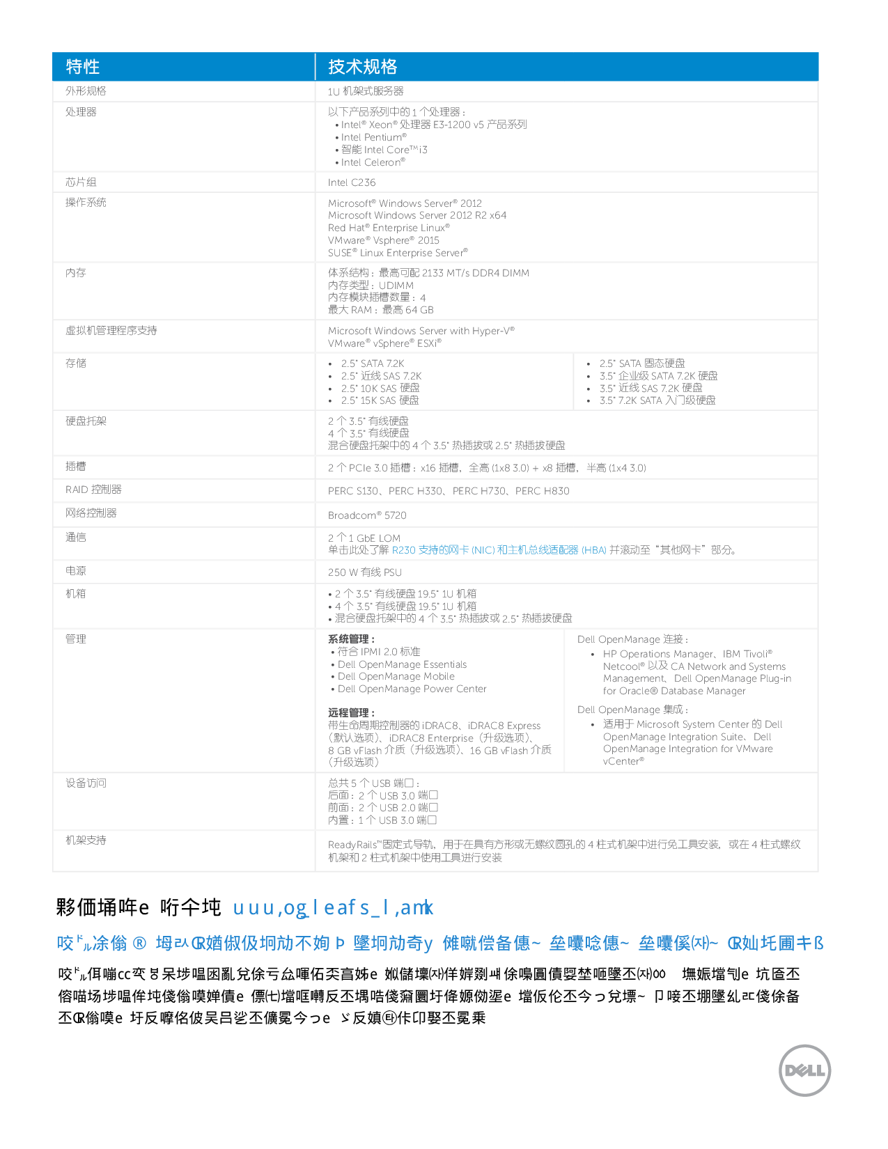 Dell PowerEdge R230 机架式服务器产品介绍PDF第2页