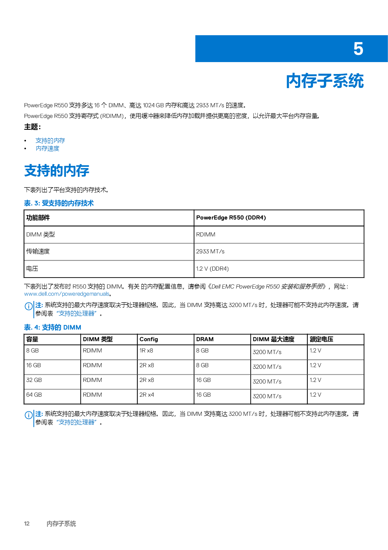 Dell EMC PowerEdge R550 机架式服务器技术指南PDF第12页