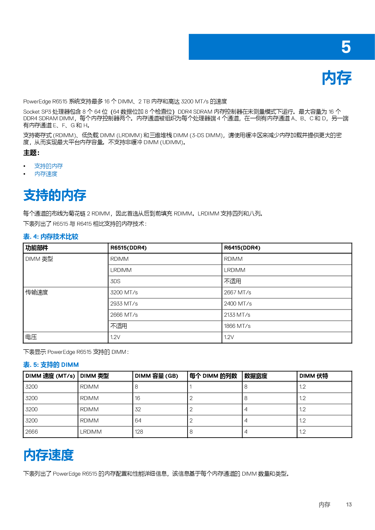 Dell EMC PowerEdge R6515 机架式服务器技术指南PDF第13页