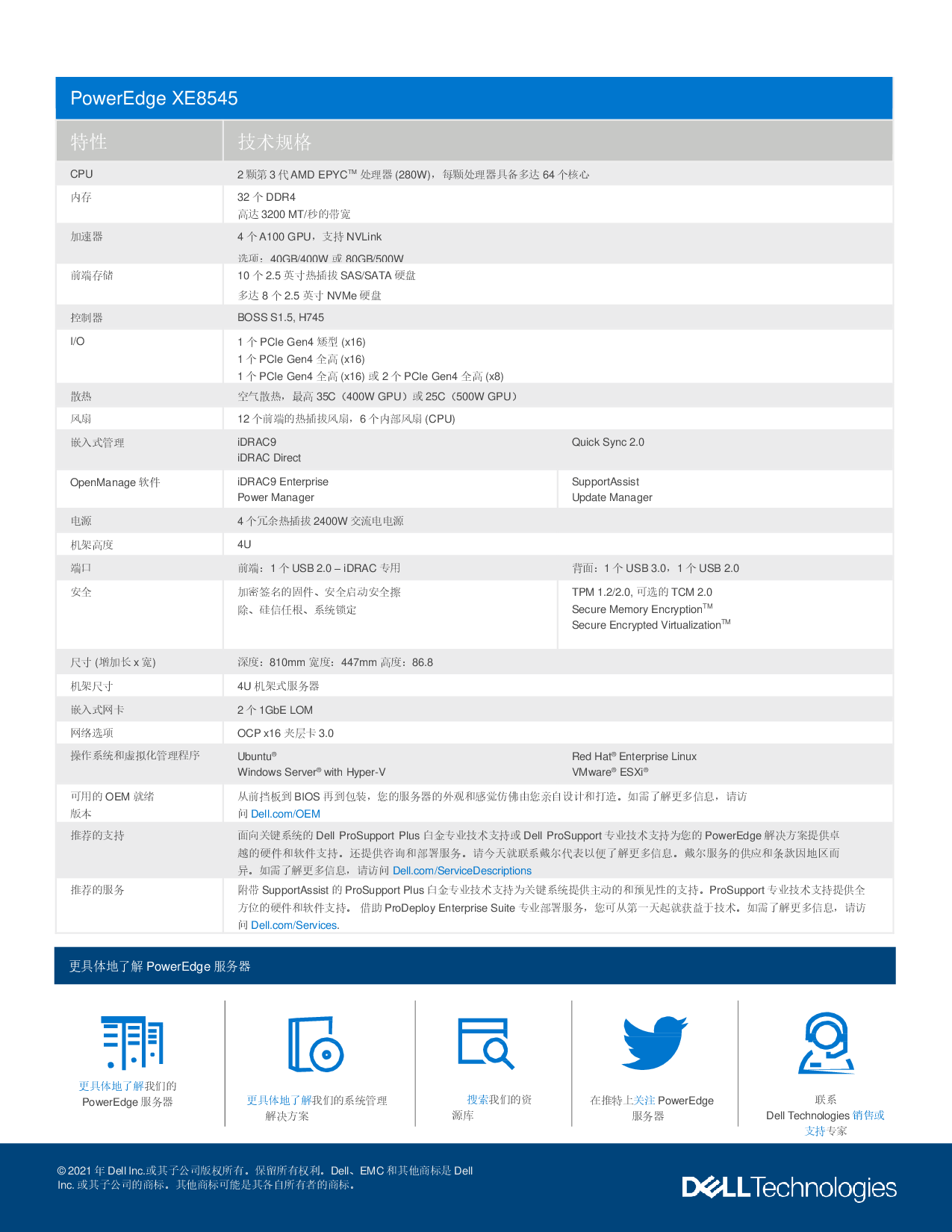 Dell EMC PowerEdge XE8545 机架式服务器产品介绍PDF第2页