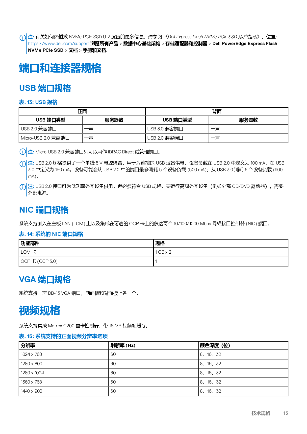 Dell EMC PowerEdge XE8545 机架式服务器技术规格PDF第13页