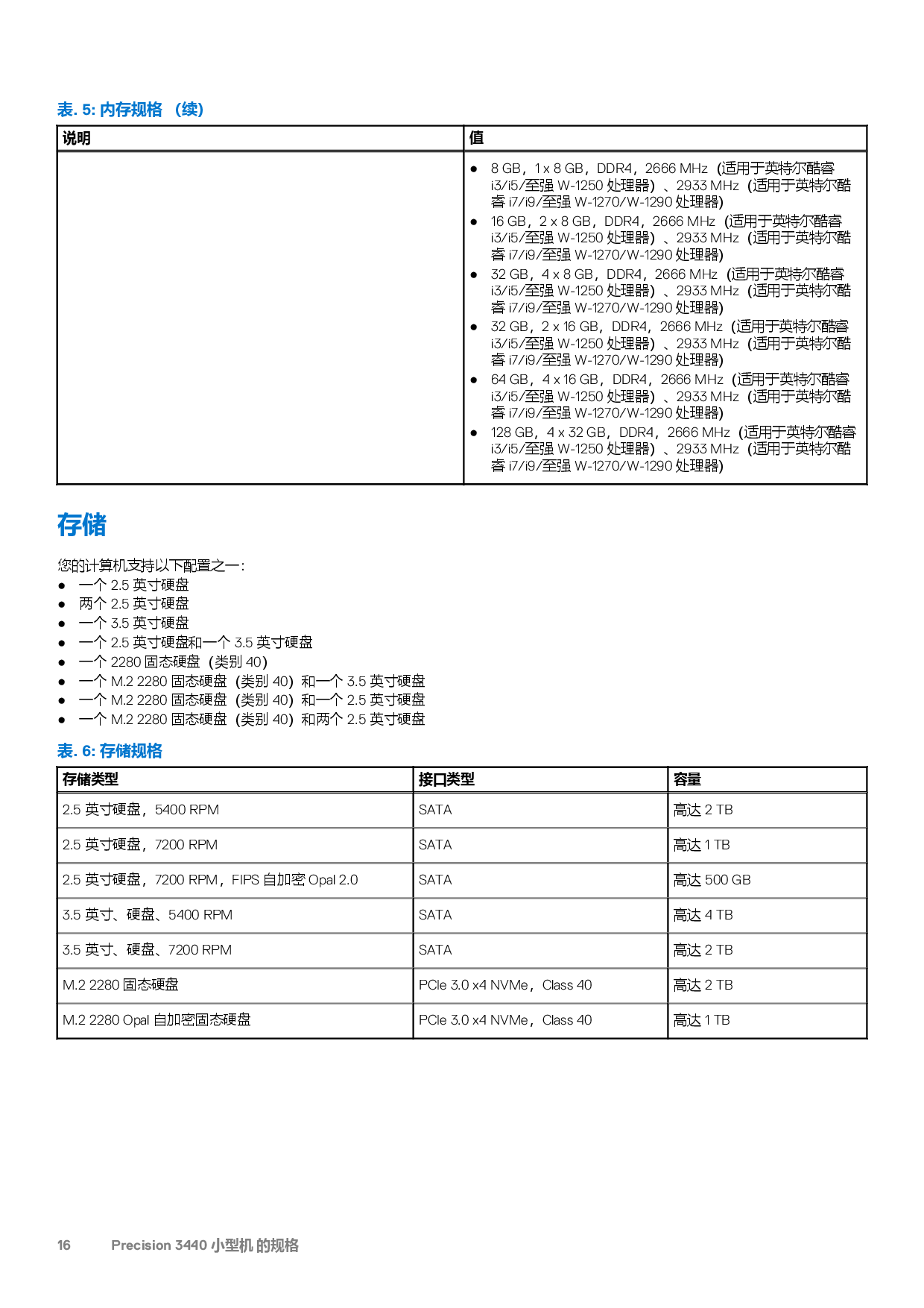 Dell Precision 3440 小型工作站设置和规格指南PDF第16页