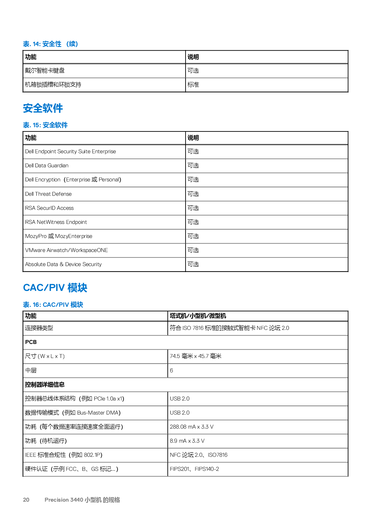 Dell Precision 3440 小型工作站设置和规格指南PDF第20页