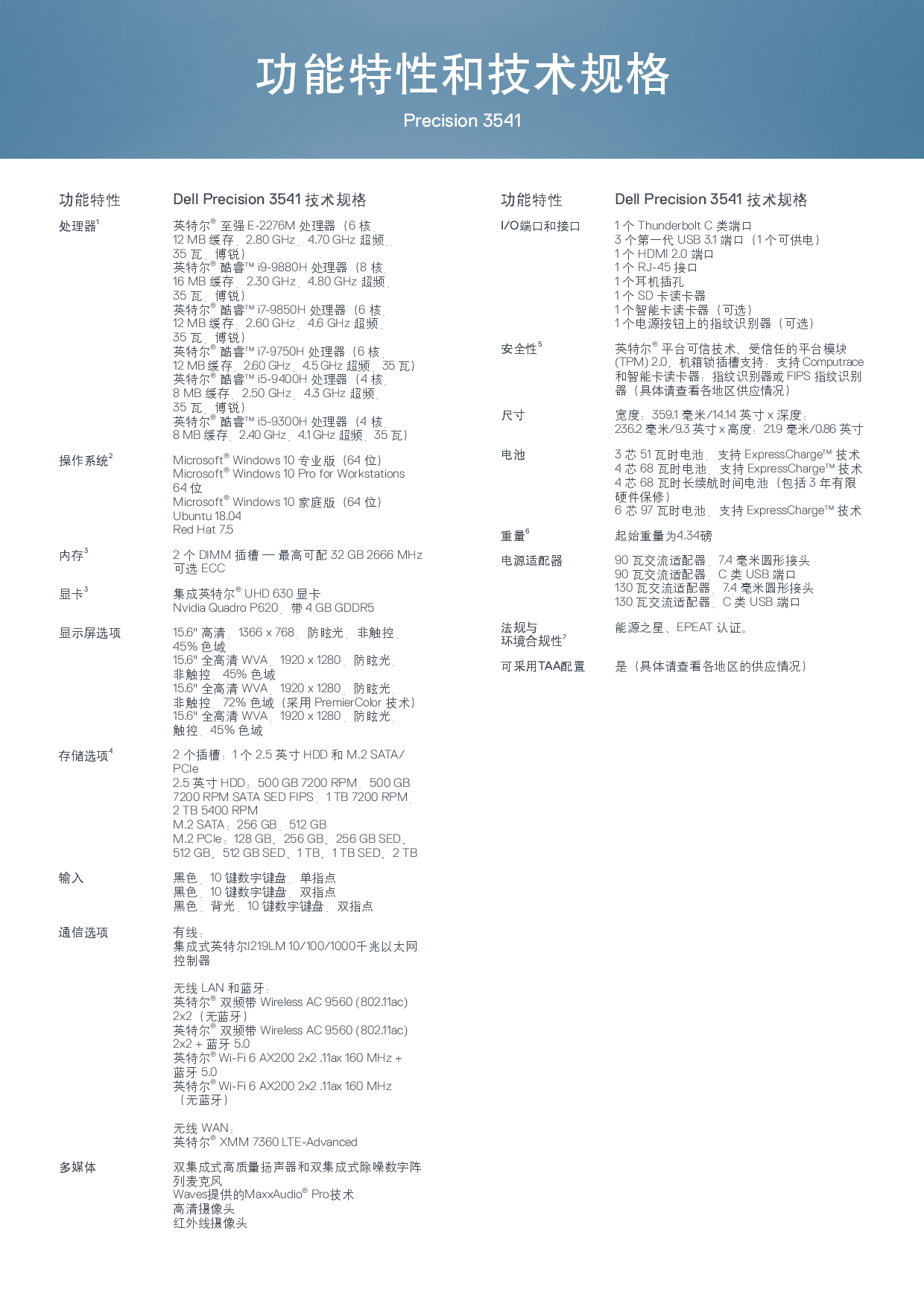 Dell Precision 3541 移动工作站产品介绍PDF第4页