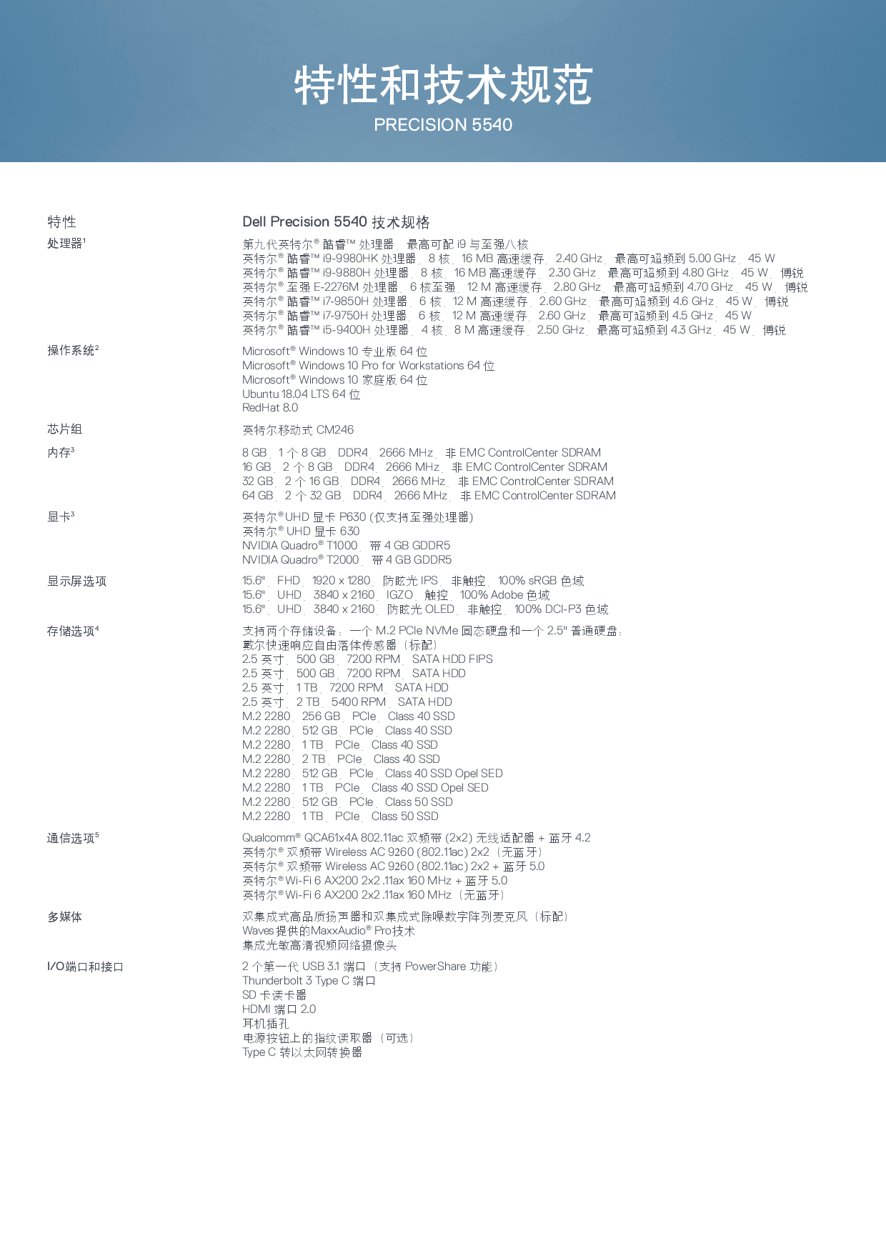 Dell Precision 5540 移动工作站产品介绍PDF第4页