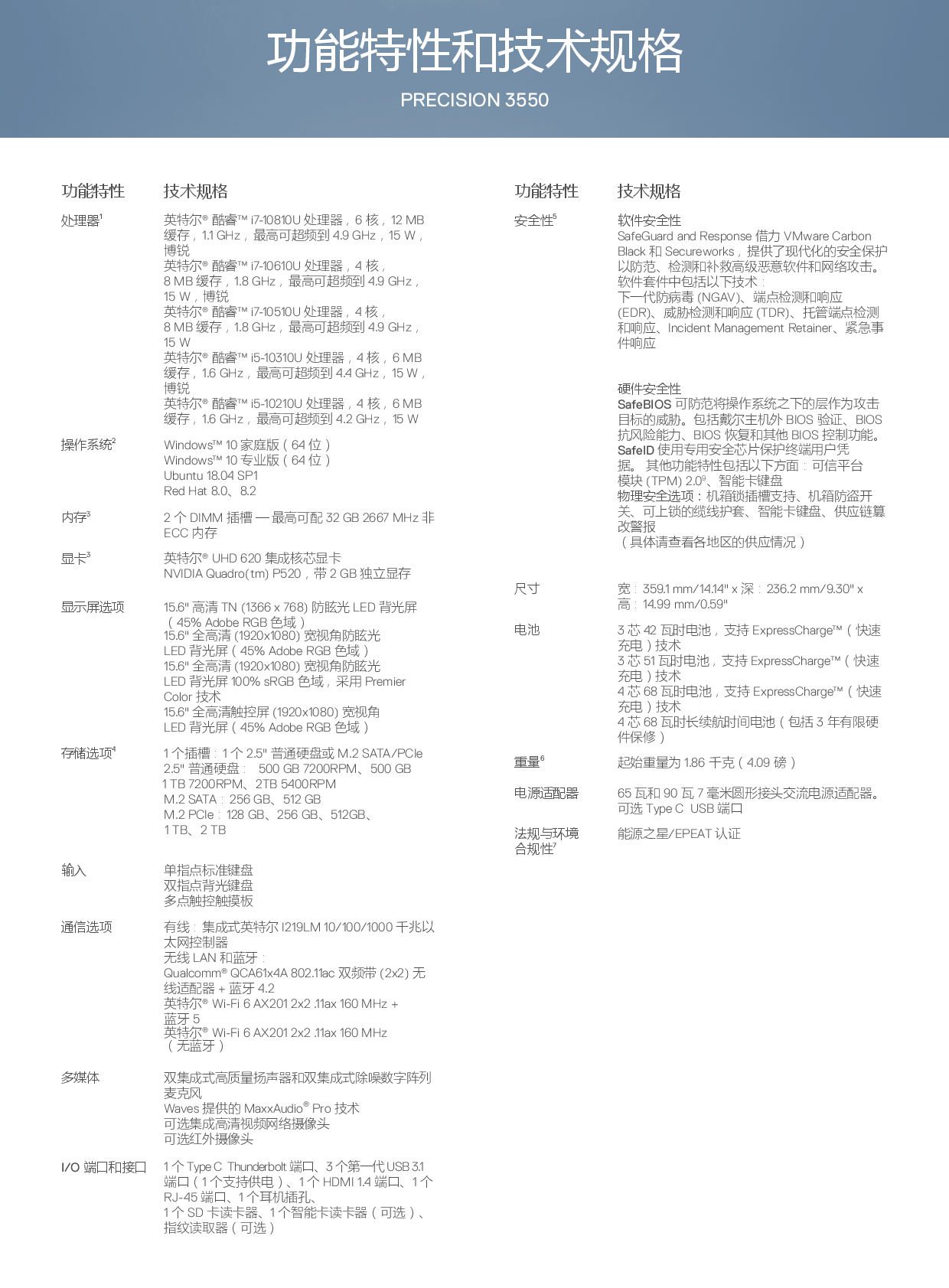 Dell Precision 3550 移动工作站产品介绍PDF第4页