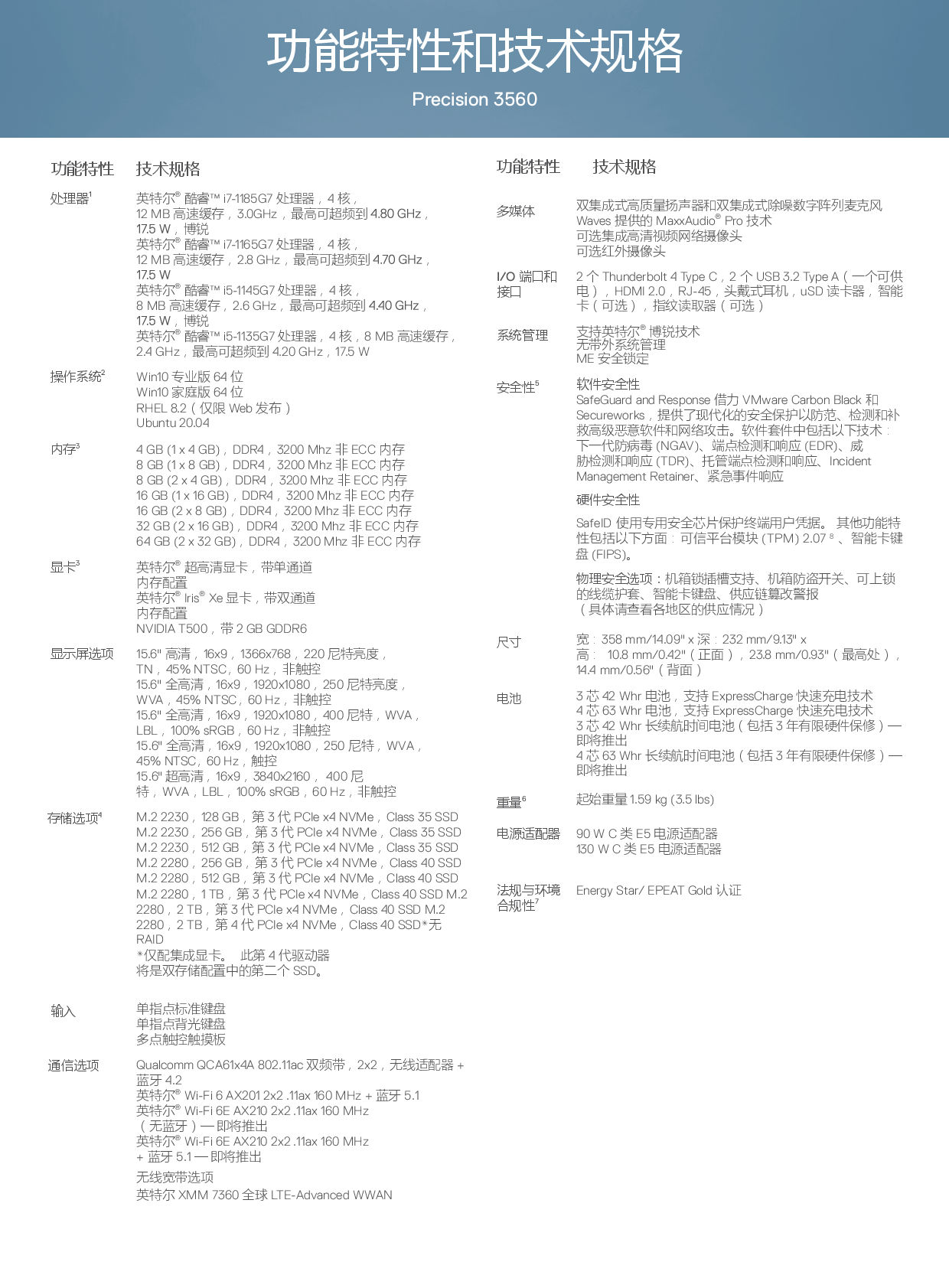 Dell Precision 3560 移动工作站产品介绍PDF第3页