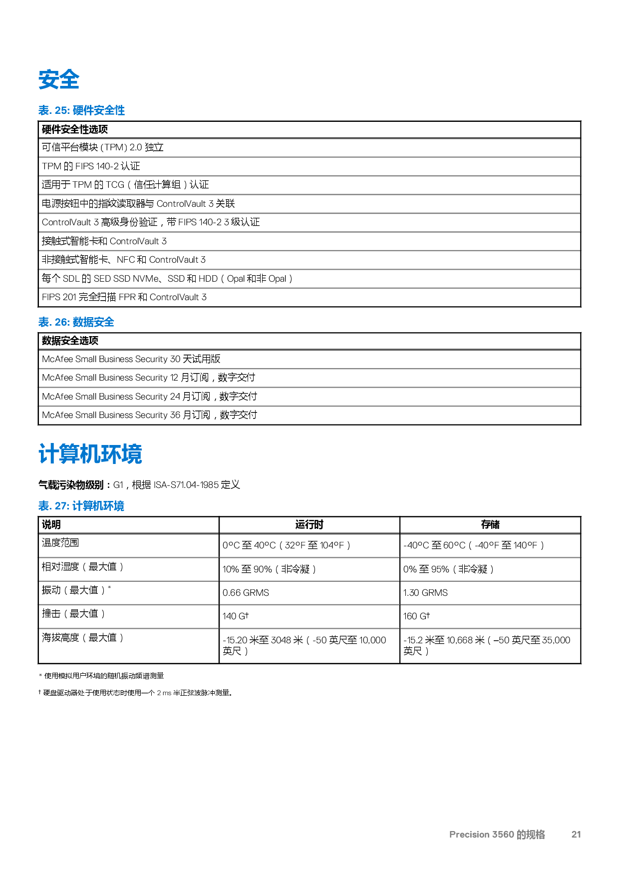Dell Precision 3560 移动工作站设置和规格PDF第21页