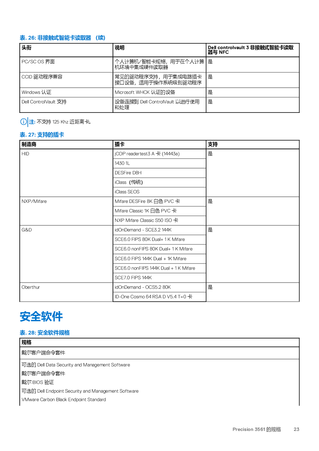 Dell Precision 3561 移动工作站设置和规格PDF第23页