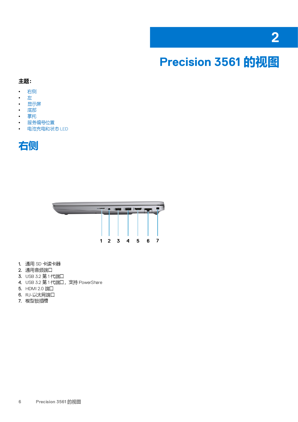 Dell Precision 3561 移动工作站设置和规格PDF第6页