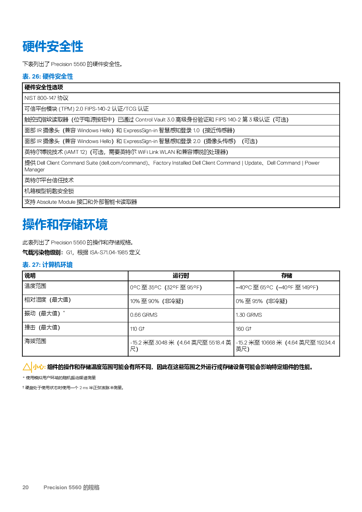 Dell Precision 5560 移动工作站设置和规格PDF第20页