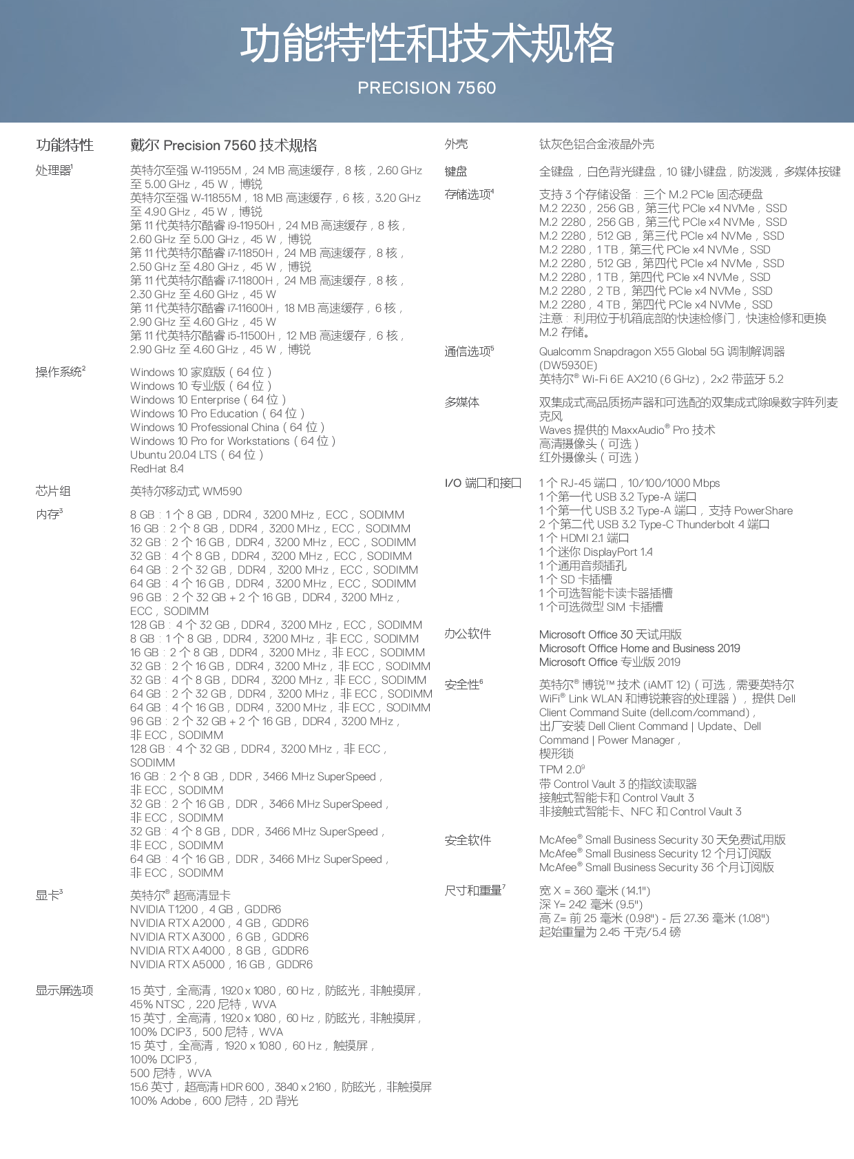 Dell Precision 7560 移动工作站产品介绍PDF第3页
