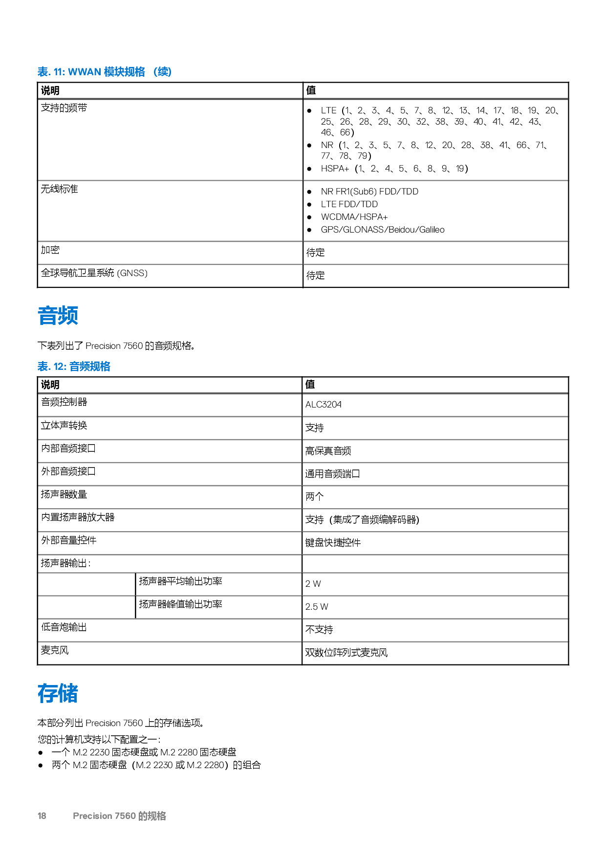 Dell Precision 7560 移动工作站设置和规格PDF第18页