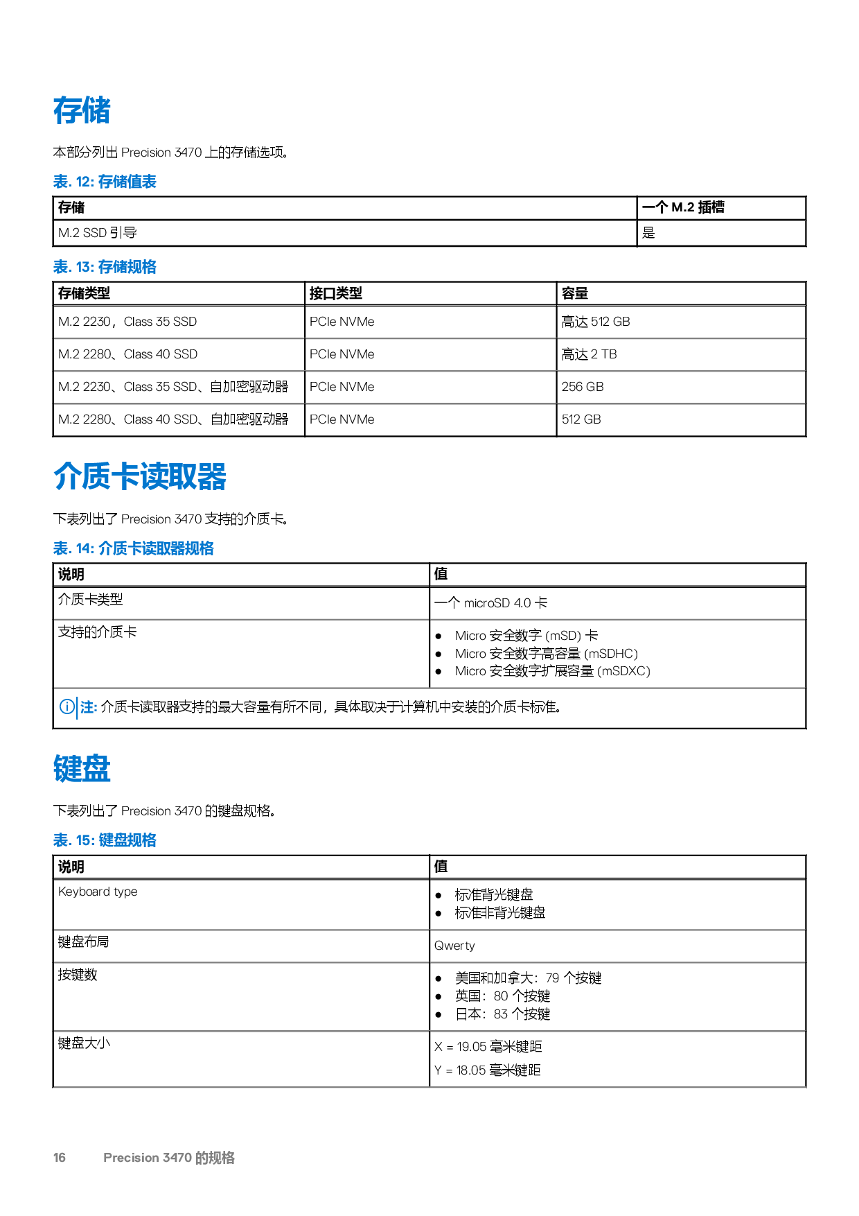 Dell Precision 3470 移动工作站设置和规格PDF第16页