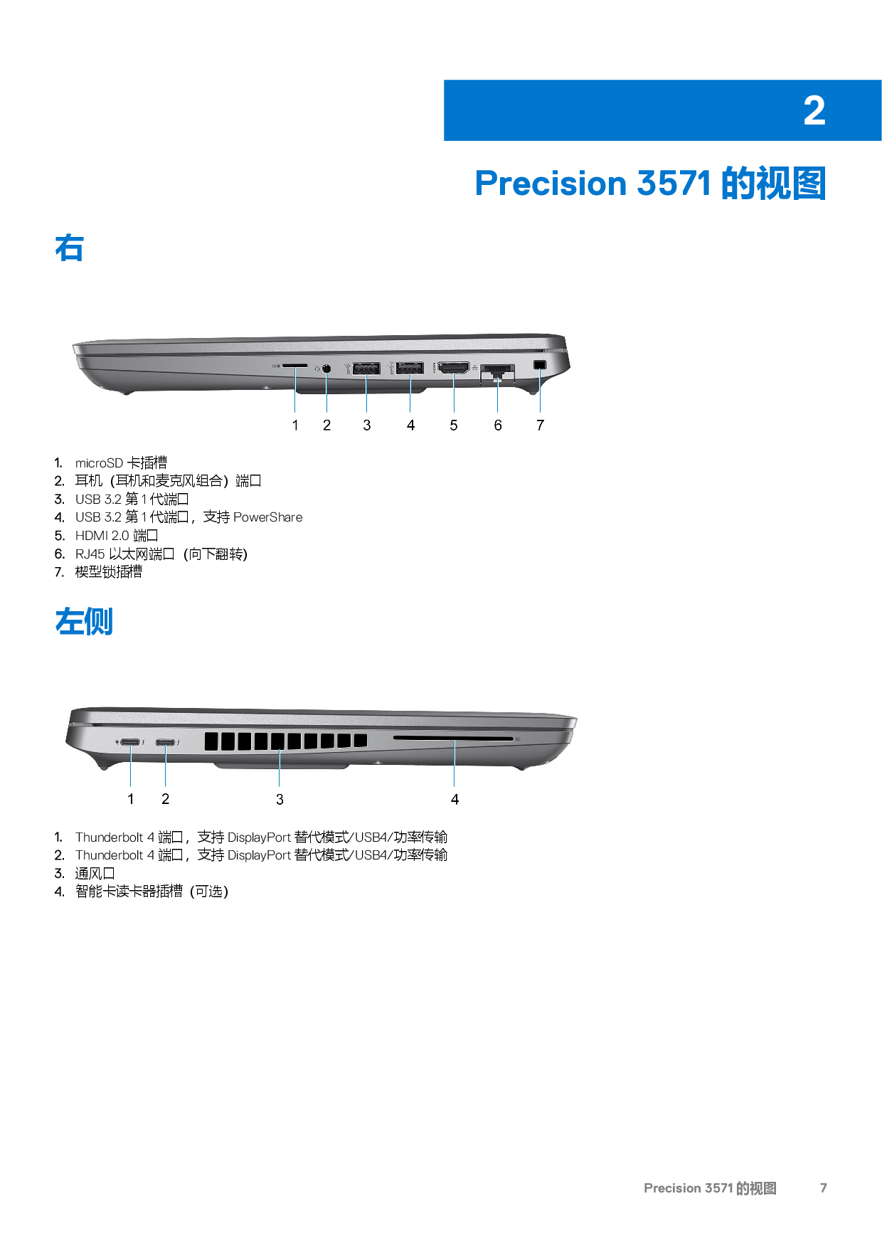 Dell Precision 3571 移动工作站设置和规格PDF第7页
