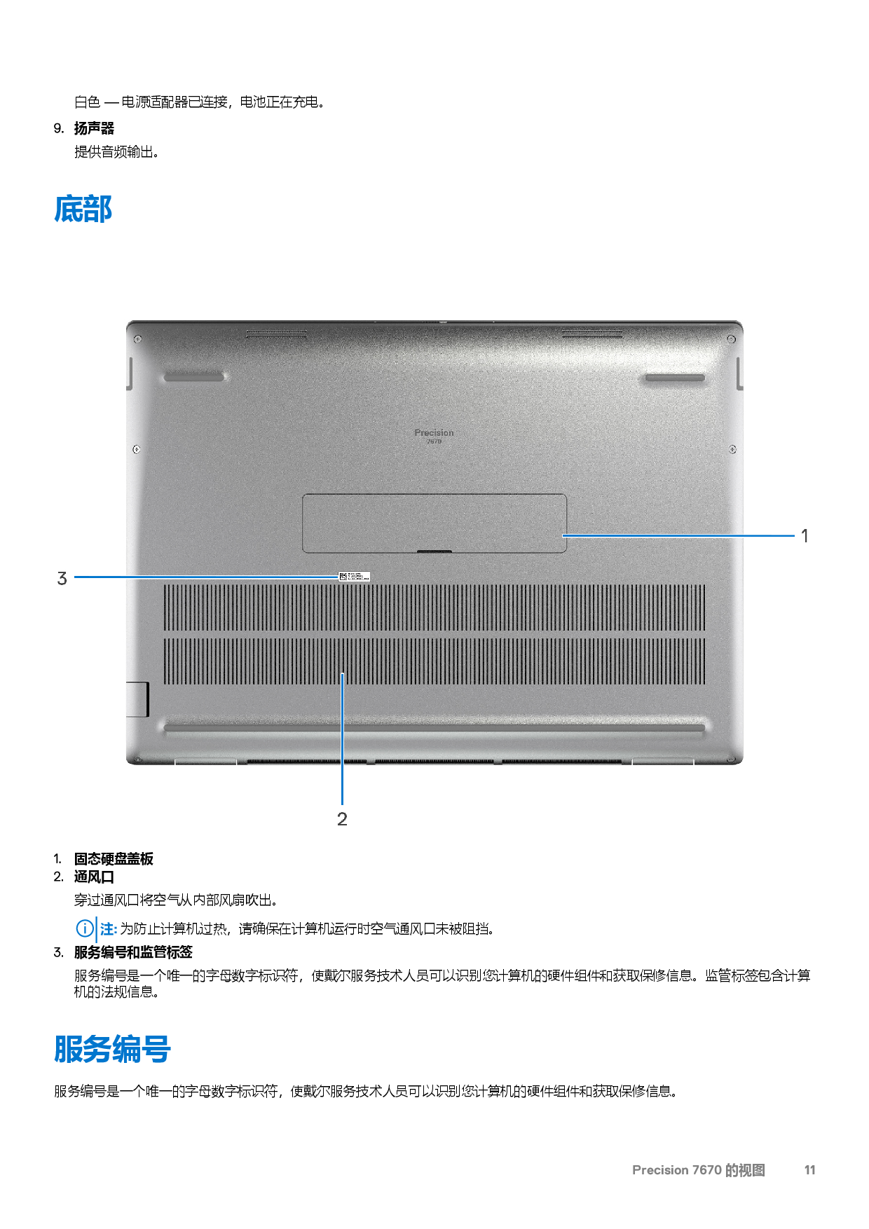 Dell Precision 7670 移动工作站设置和规格PDF第11页
