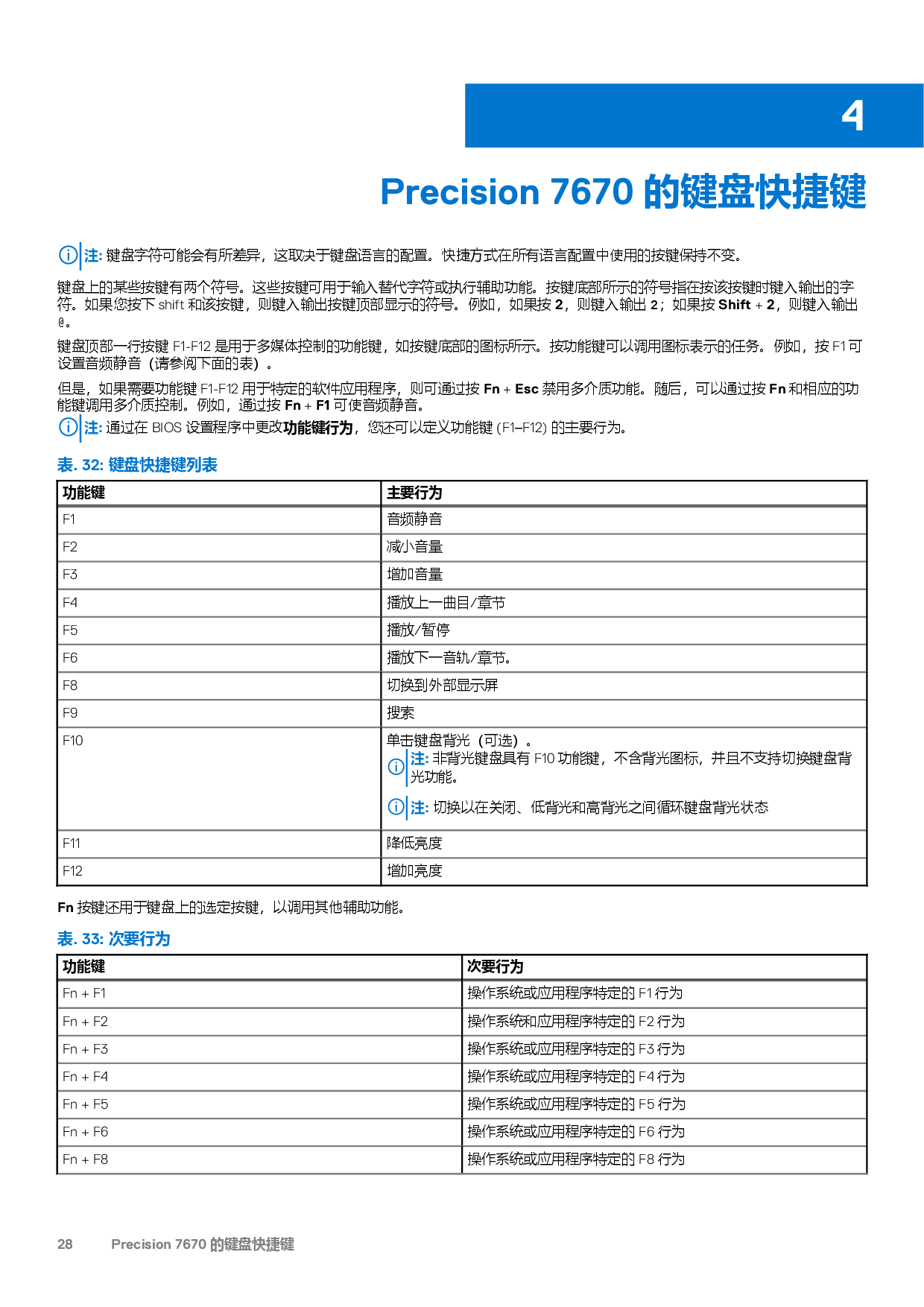 Dell Precision 7670 移动工作站设置和规格PDF第28页