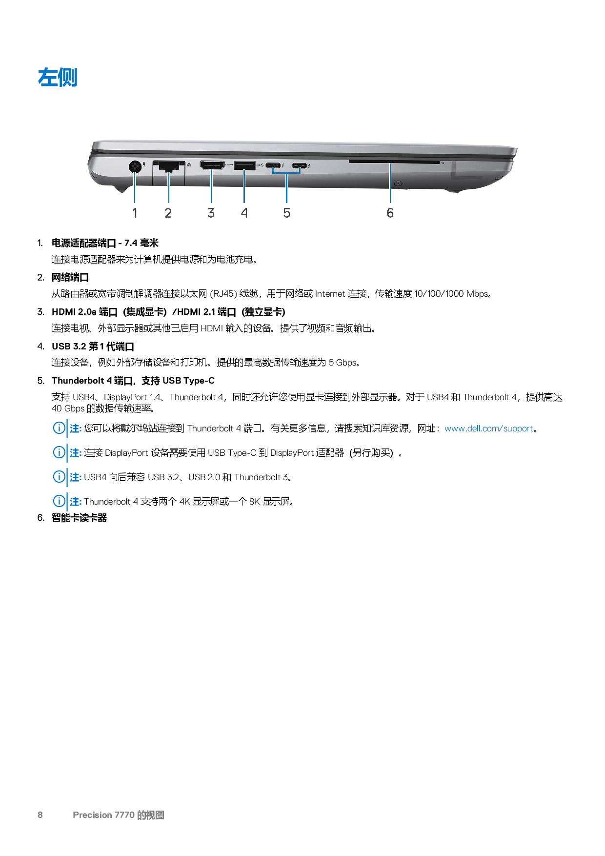 Dell Precision 7770 移动工作站设置和规格PDF第8页