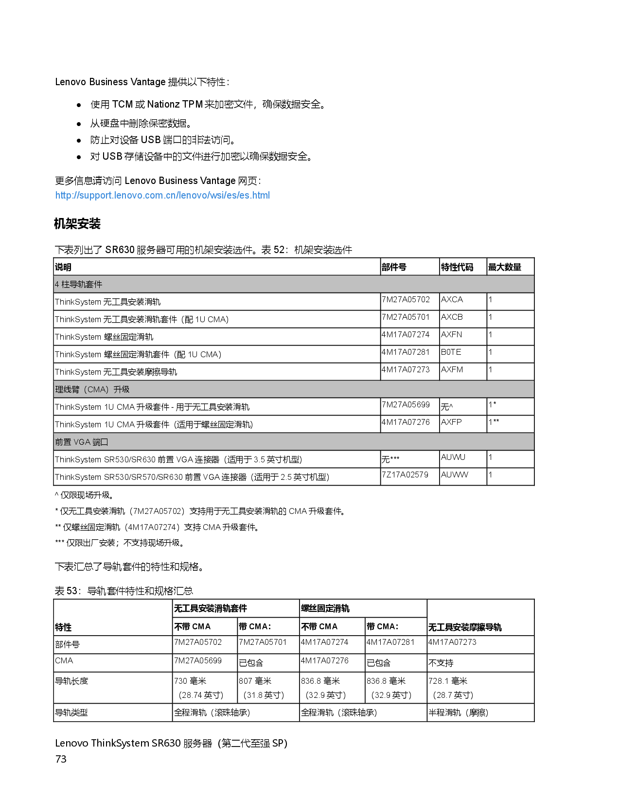 联想ThinkSystem SR630 机架式服务器产品指南PDF第73页