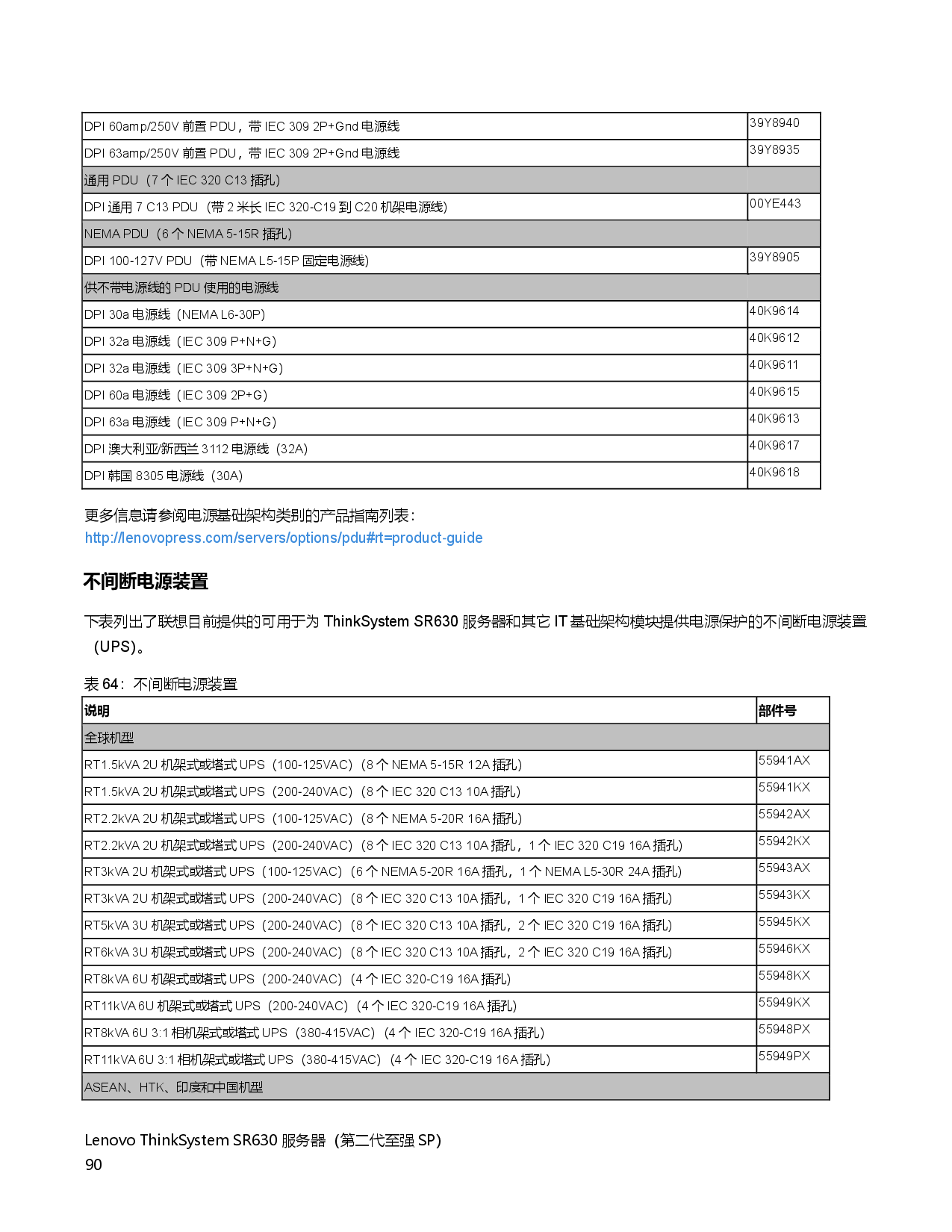 联想ThinkSystem SR630 机架式服务器产品指南PDF第90页