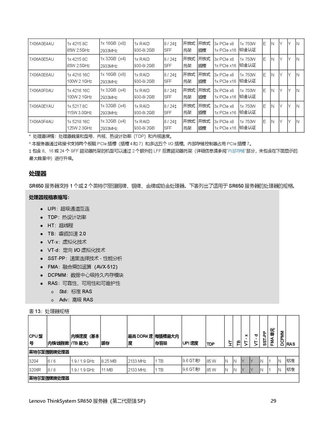 联想ThinkSystem SR650 机架式服务器产品指南PDF第29页
