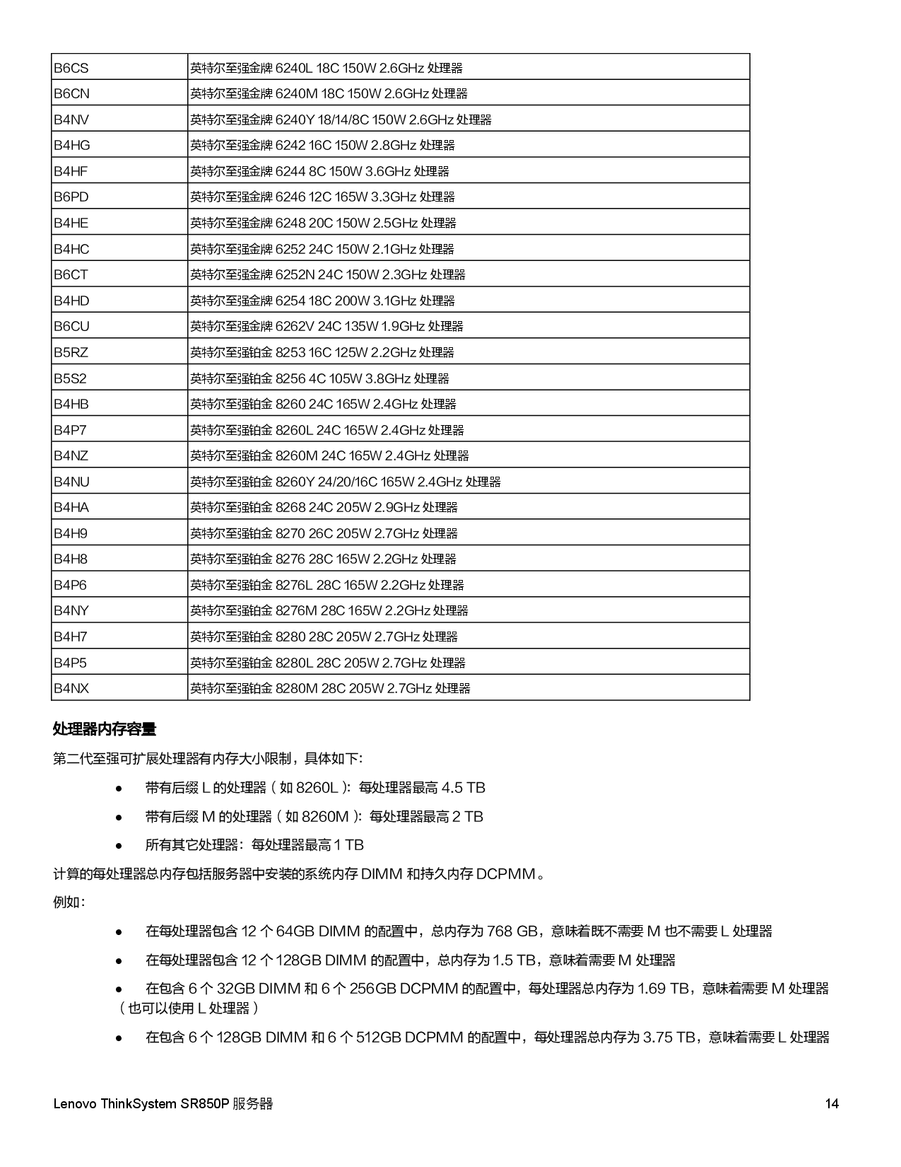 联想ThinkSystem SR850P 机架式服务器产品指南PDF第14页