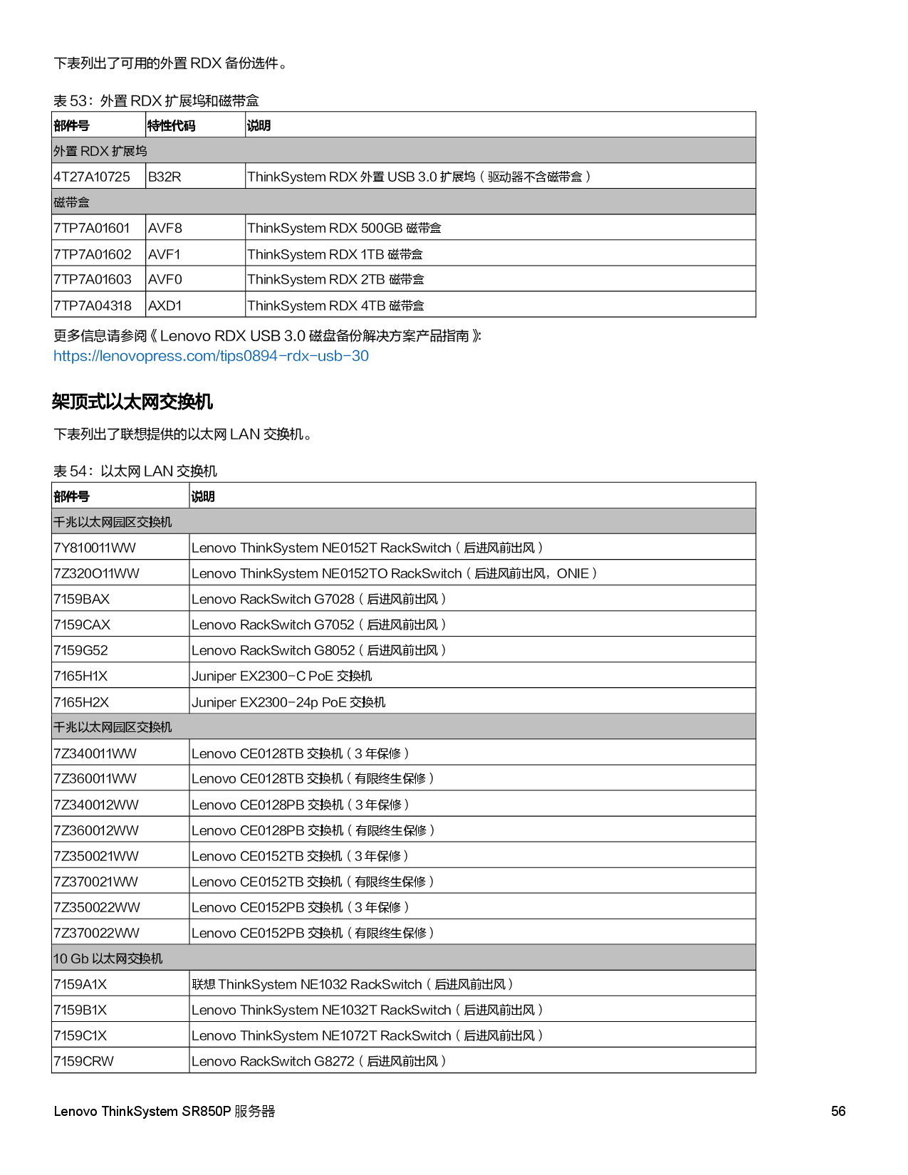 联想ThinkSystem SR850P 机架式服务器产品指南PDF第56页