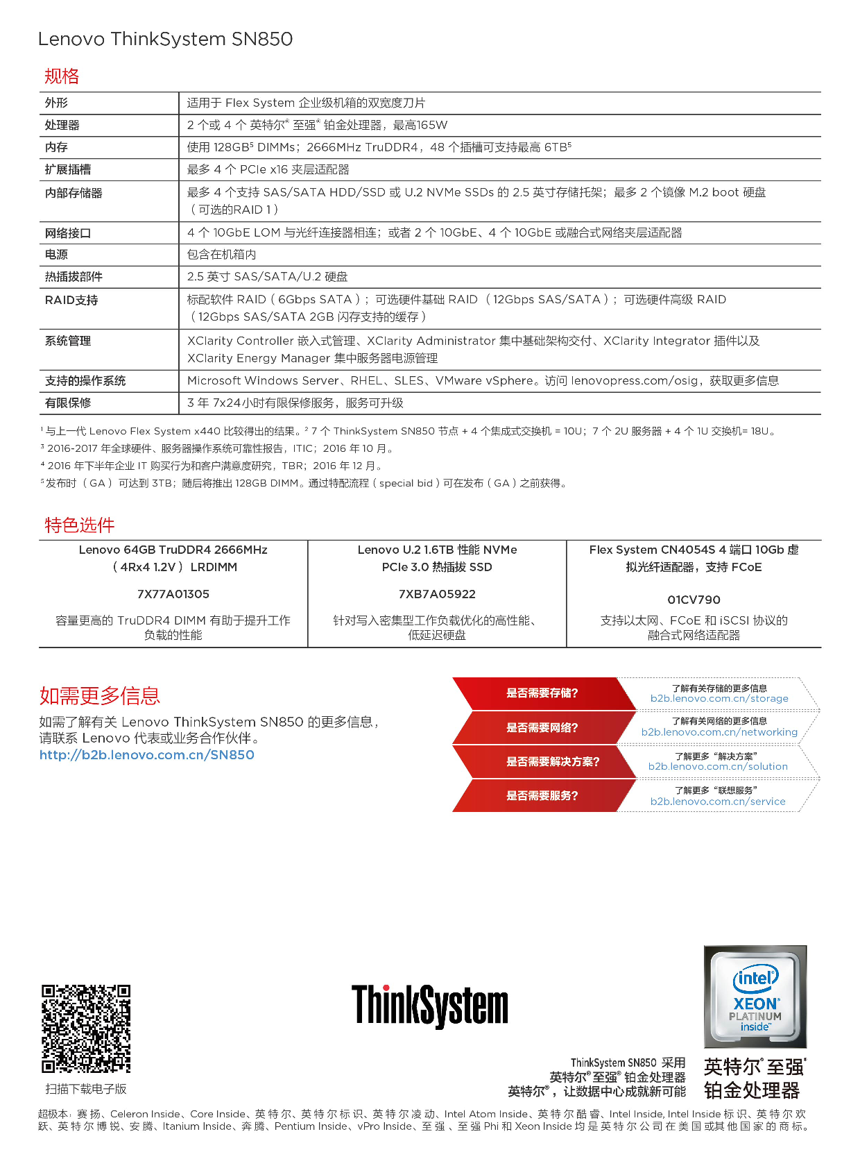 联想ThinkSystem SN850 刀片式服务器计算节点产品介绍PDF第3页