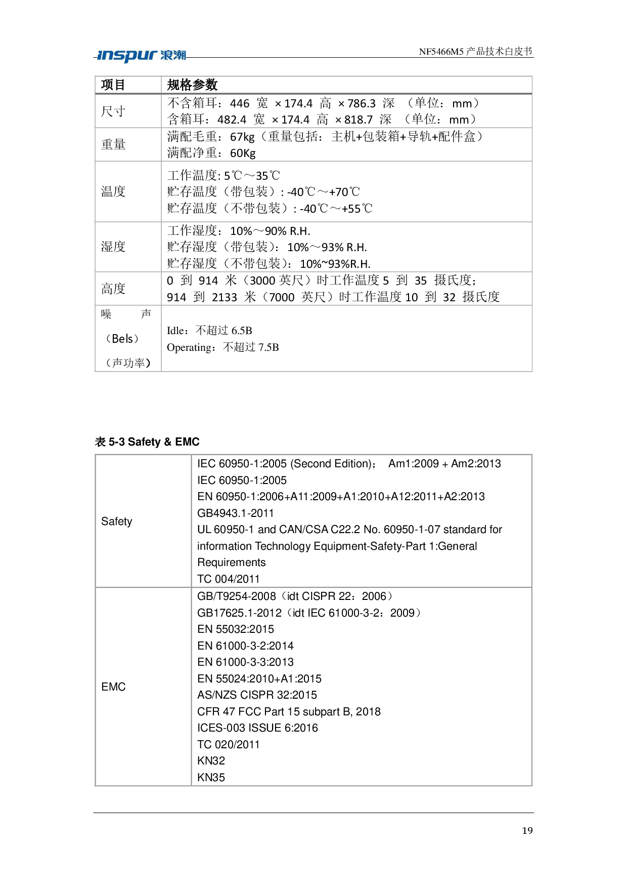 浪潮英信 NF5466M5 机架式服务器产品技术白皮书PDF第19页