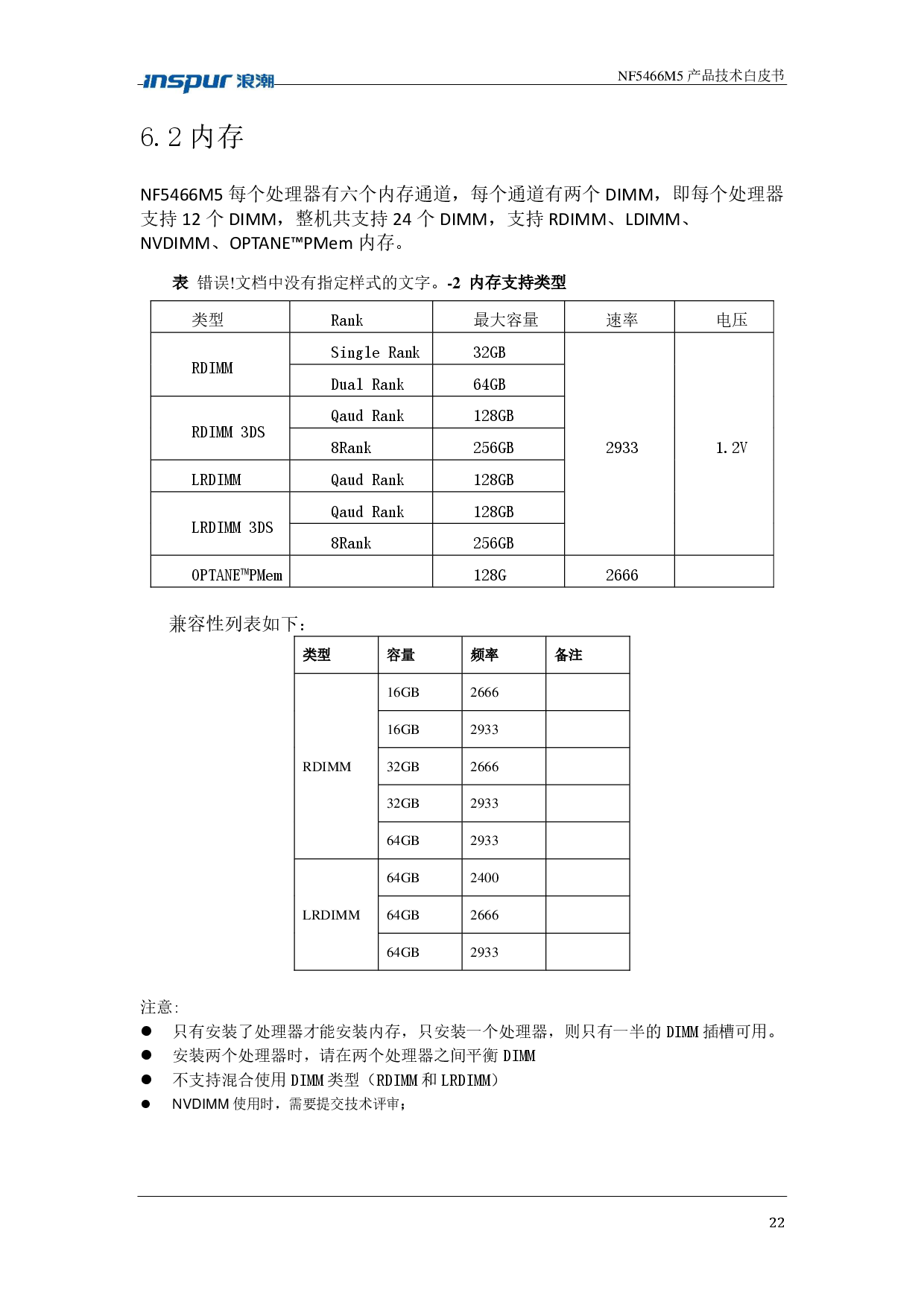 浪潮英信 NF5466M5 机架式服务器产品技术白皮书PDF第22页