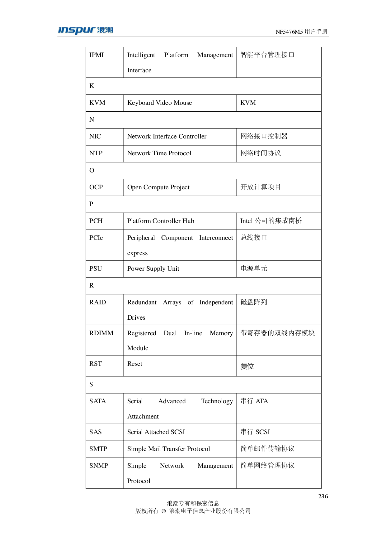 浪潮英信 NF5476M5 机架式服务器用户手册PDF第236页