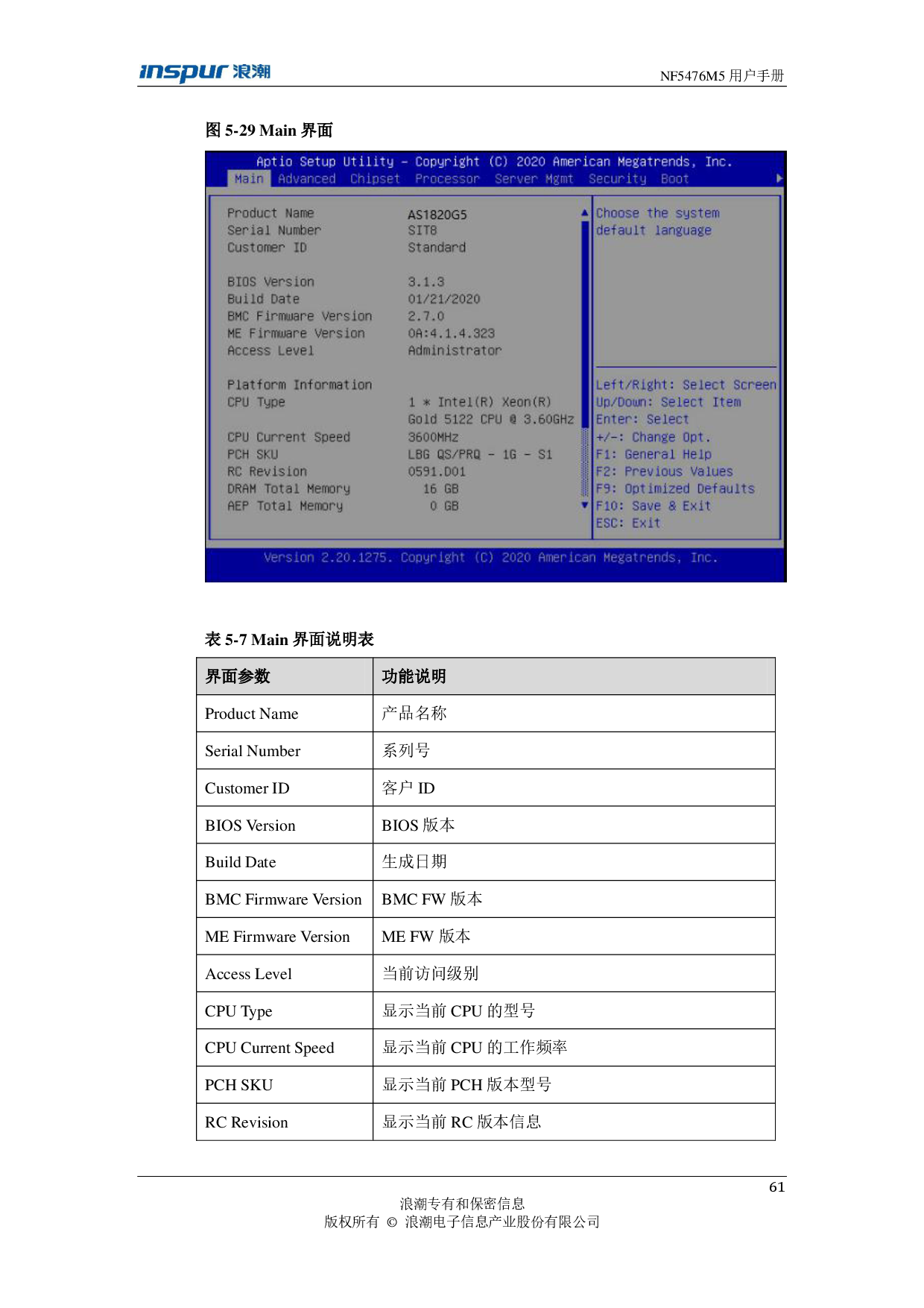 浪潮英信 NF5476M5 机架式服务器用户手册PDF第61页