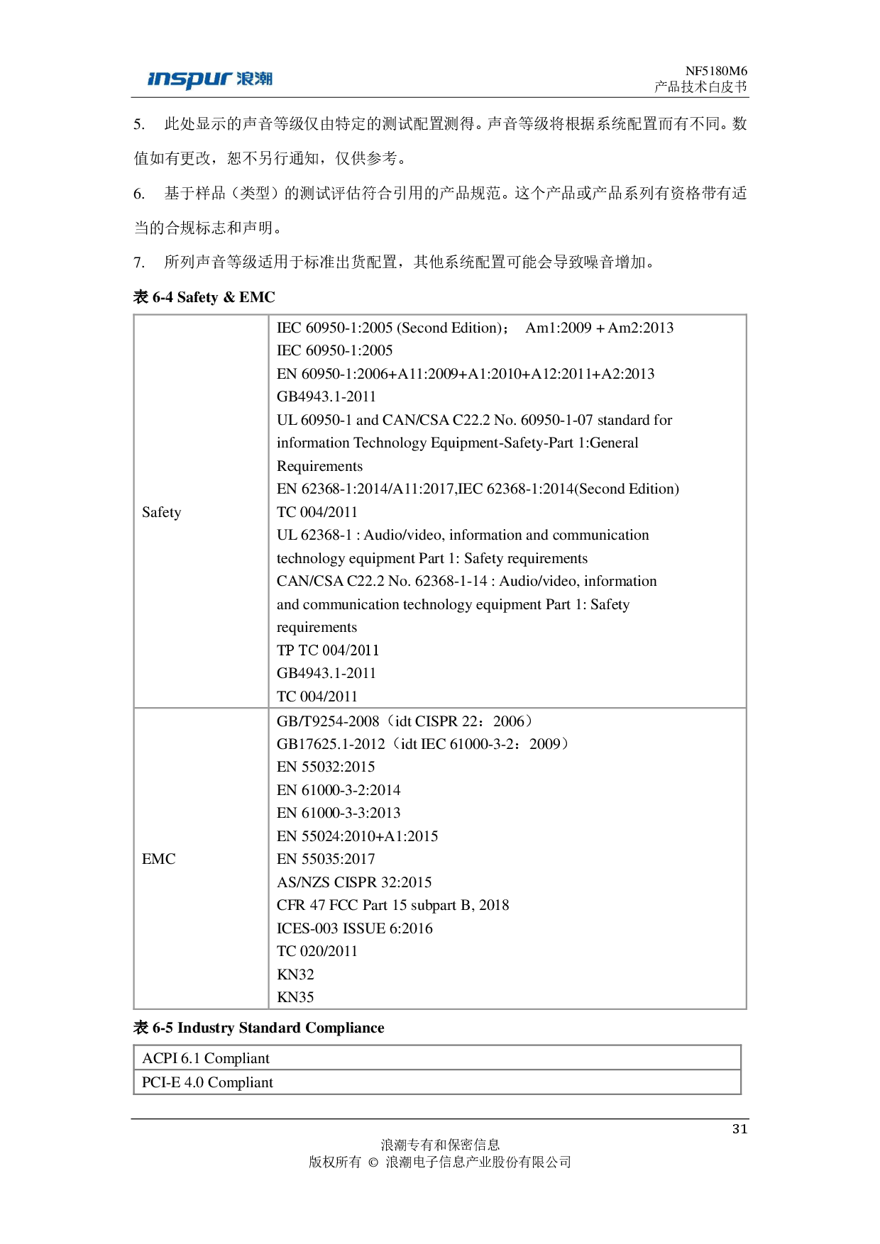浪潮英信 NF5180M6 机架式服务器产品技术白皮书PDF第32页