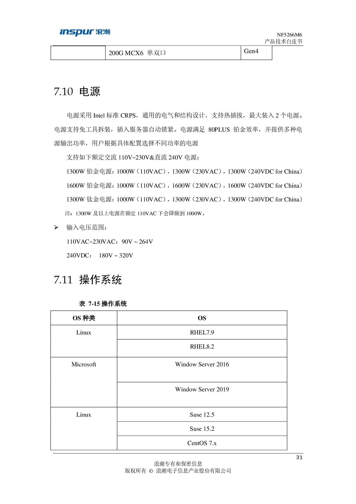 浪潮英信 NF5266M6 机架式服务器产品技术白皮书PDF第32页
