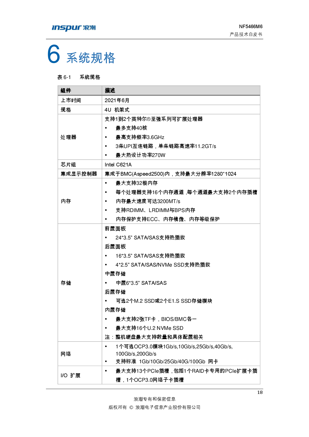 浪潮英信 NF5466M6 机架式服务器产品技术白皮书PDF第24页