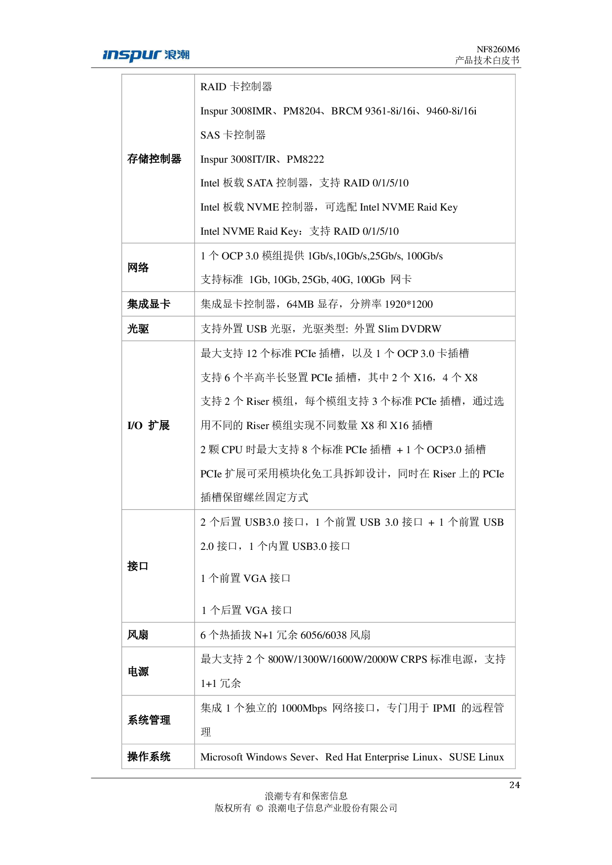 浪潮英信 NF8260M6 机架式服务器产品技术白皮书PDF第25页