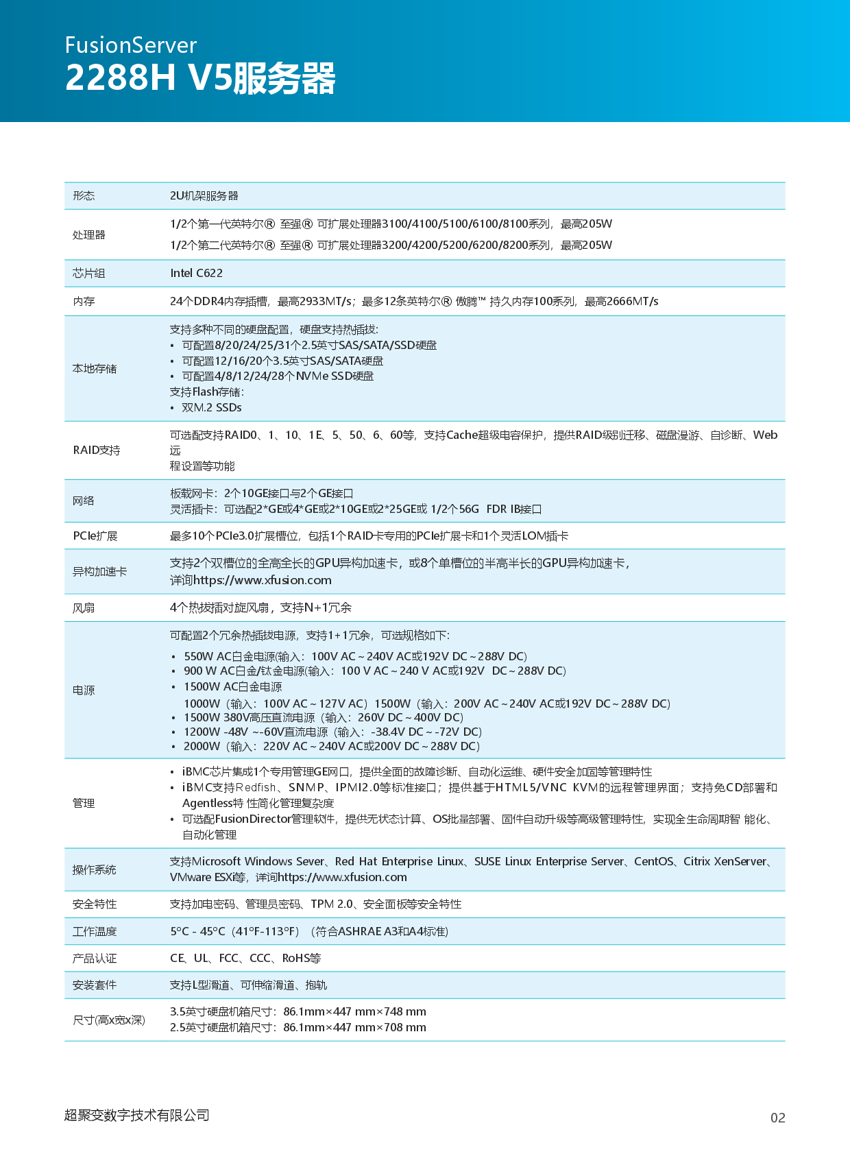 超聚变 FusionServer 2288H V5 机架式服务器产品介绍PDF第3页
