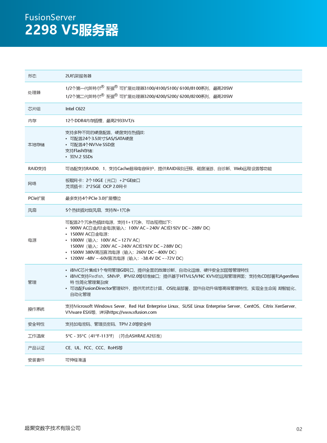 超聚变 FusionServer 2298 V5 机架式服务器产品介绍PDF第3页