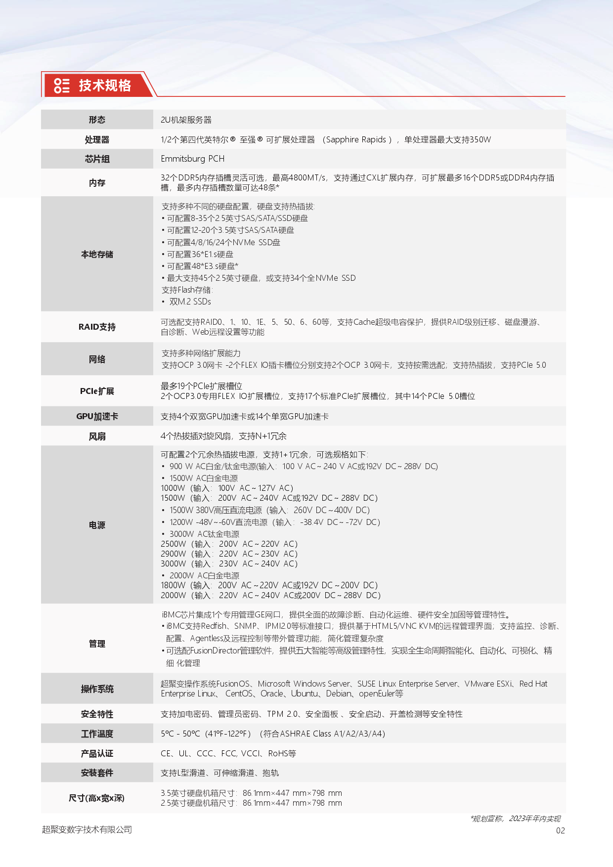 超聚变 FusionServer 2288H V7 机架式服务器产品介绍PDF第3页