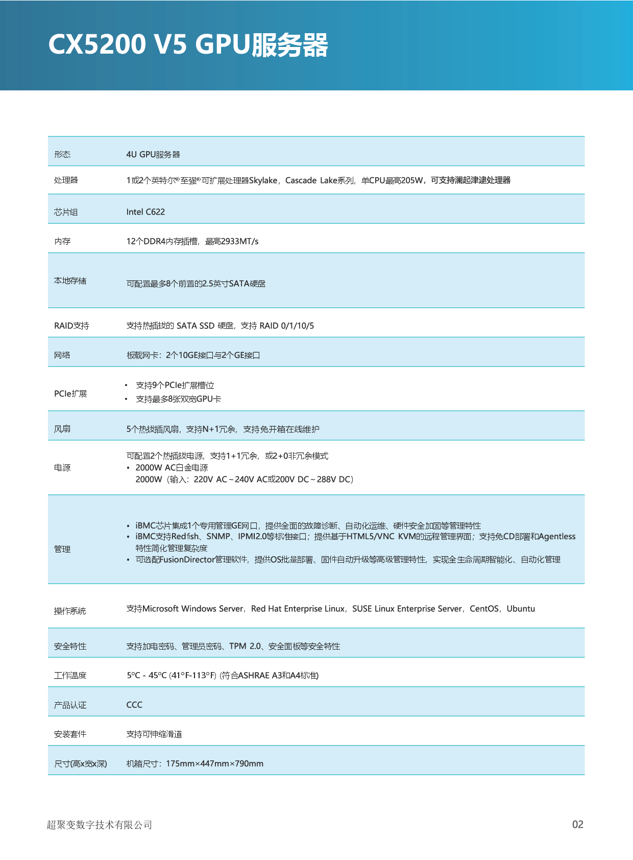 超聚变 FusionServer CX5200 V5 GPU服务器产品介绍PDF第3页